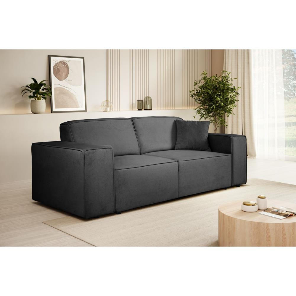 3-SITZER SOFA Pedro ohne Schlaffunktion schwarz - Schwarz, Textil (215/75/88cm) - Beautysofa