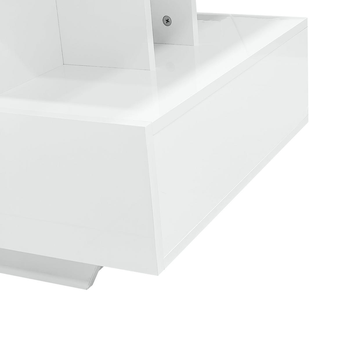 KONFERENČNÍ stolek z dřevotřísky, 90/55/41 cm bílý, s LED osvětlením a 2 zásuvkami - bílá, kompozitní dřevo (90/55/41cm) - BEAOK