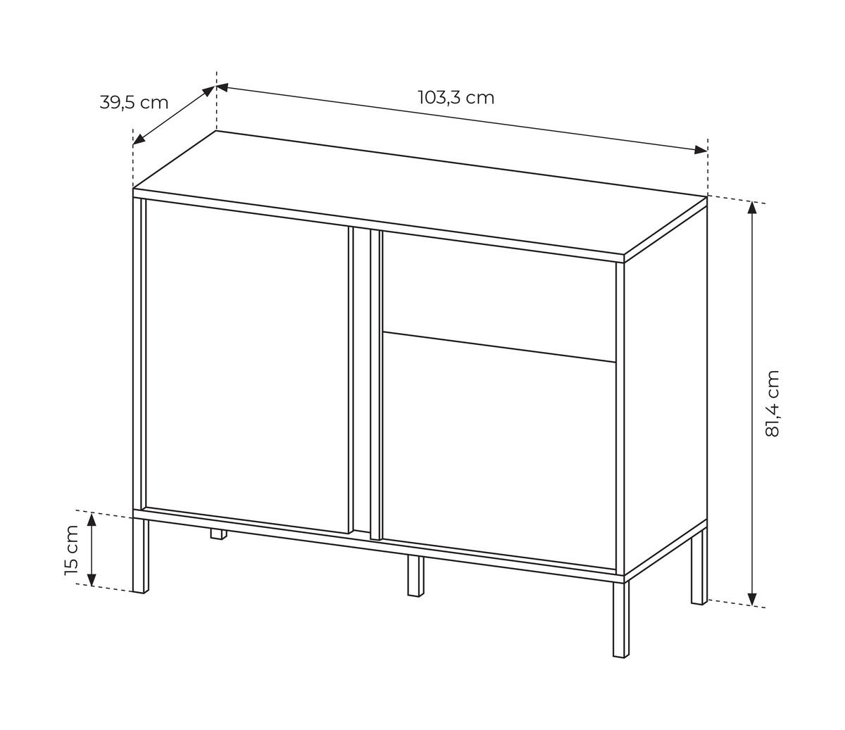 SIDEBOARD Piemontesia 2T 1S Beige 103,3/81,4/39,5 cm – mit Push-to-Open-Funktion - Beige/Schwarz, Holzwerkstoff/Metall (103.3/81.4/39.5cm) - AX Living