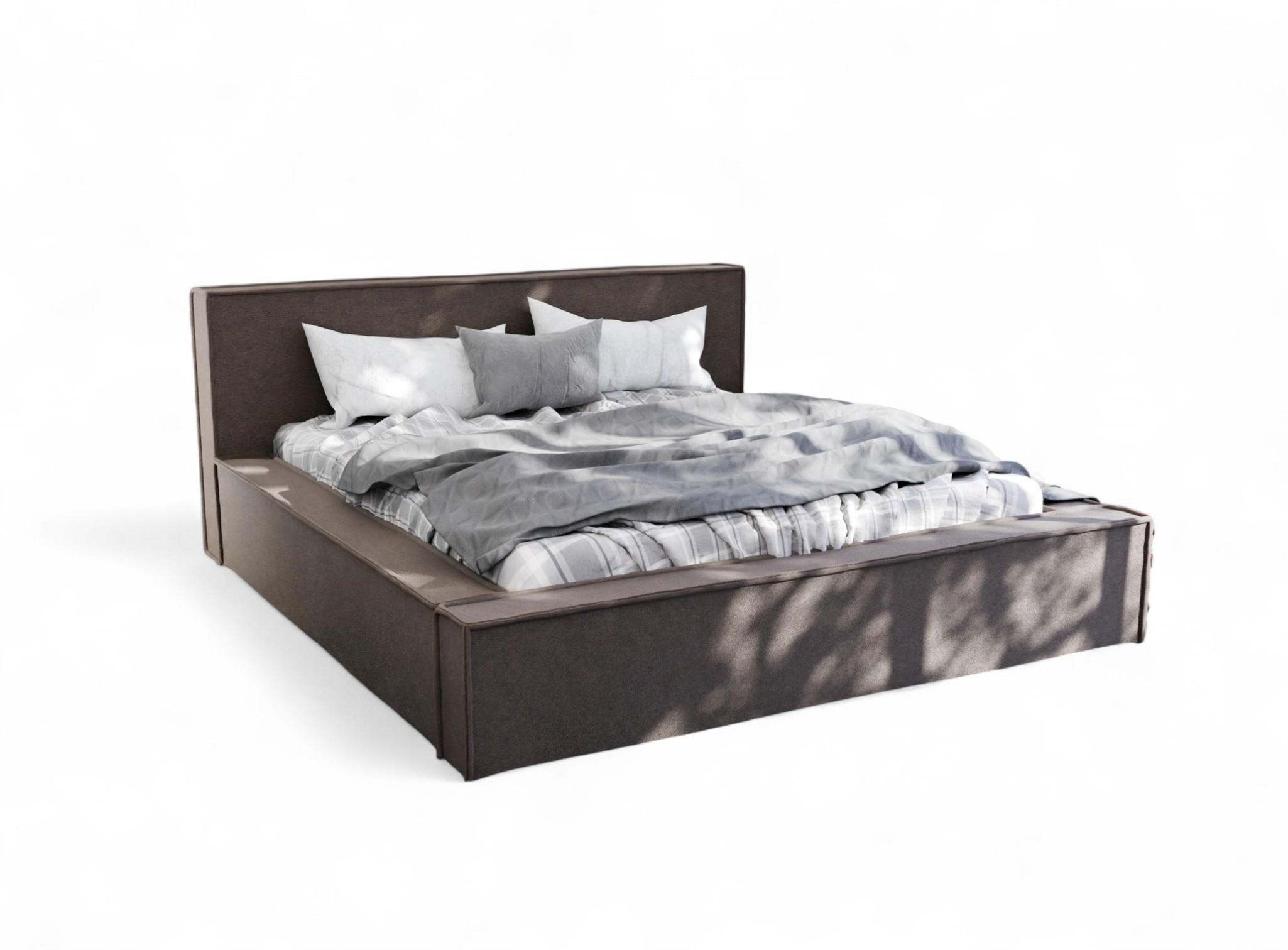 POLSTERBETT Aldana Komplettset - Dunkelbraun, Holzwerkstoff/Textil (180/200cm) - Fun Möbel