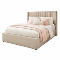 POLSTERBETT 140/200 cm in Beige mit Bettkasten und Vertikalsteppung Leinen - Beige, Holzwerkstoff/Textil (140/200cm) - CHICFURN