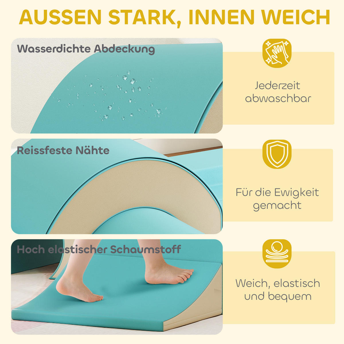 SCHAUMSTOFF Bausteine Kinder 5 tlg. Klettern Softbausteine Riesenbausteine Grün - Grün, Kunststoff (39/181cm) - AIYAPLAY