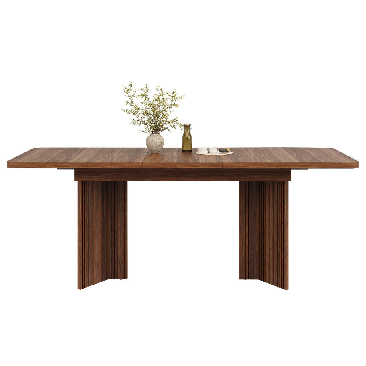 ESSTISCH 120-160/80/76.1 cm Braun mit vertikaler Riffel V-förmigen Tischbeinen - Braun, Holz/Holzwerkstoff (120/80/76.1cm) - Oxeza