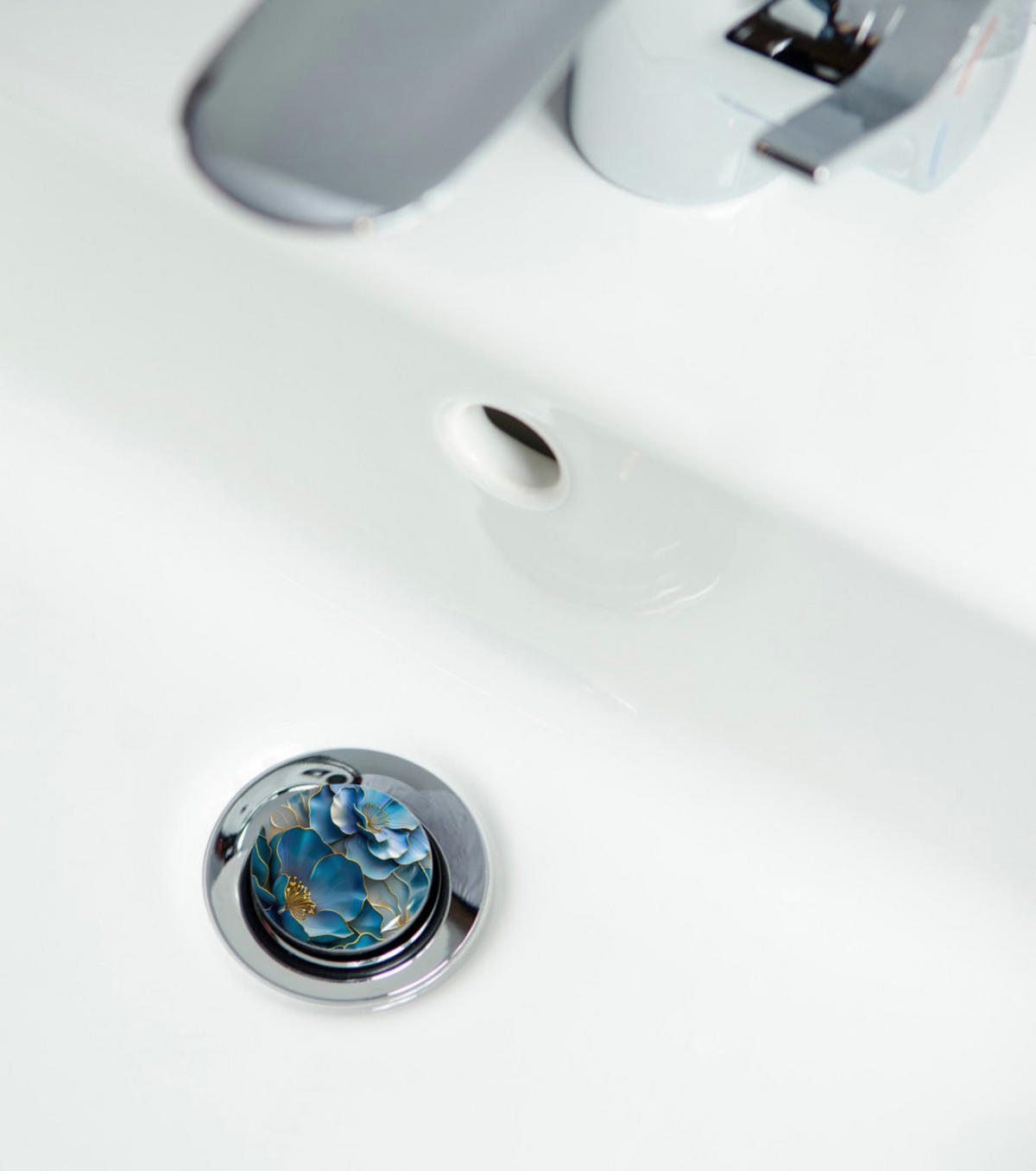 WASCHBECKENSTÖPSEL Bluemara - Blau/Gelb, Kunststoff/Metall (4/7/7cm) - Sanilo