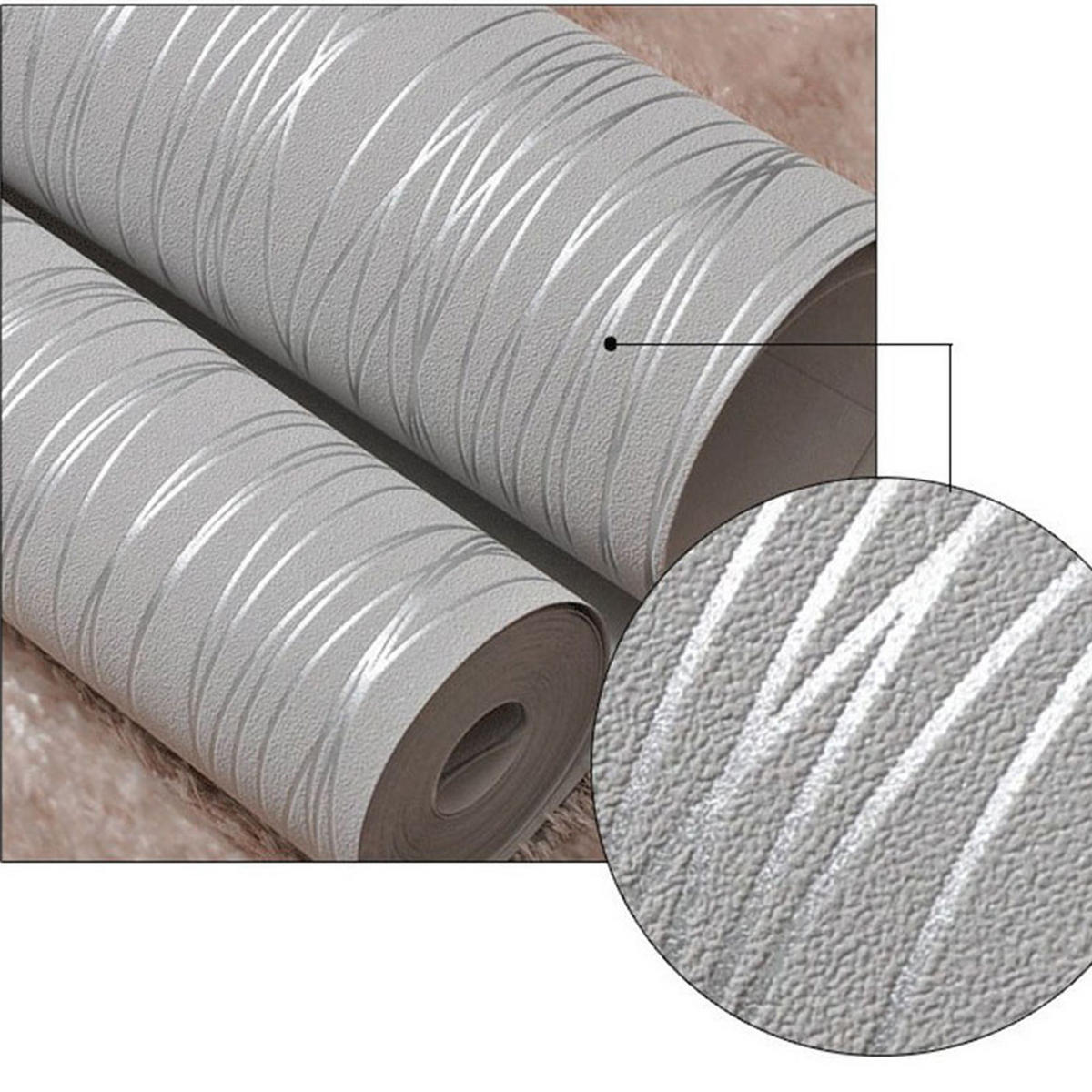 VLIESTAPETE mit silbernen Seidenstreifen Silbergrau Ästhetisches Design Einfache Anbringung 5m²/950 x 53 cm - Silberfarben, Naturmaterialien (950/1cm) - Livingandhome