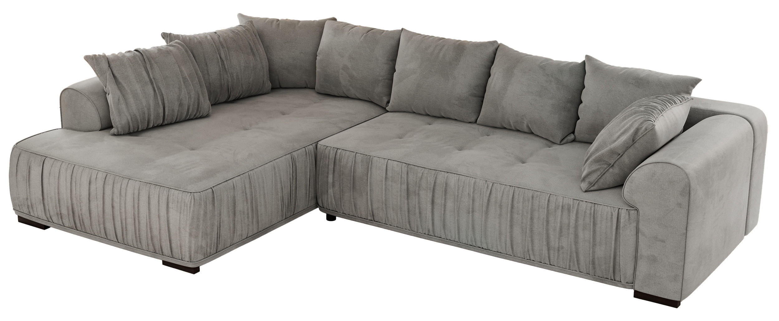 ECKSOFA ORTA Hellgrau Velvet - Links - Hellgrau/Schwarz, Textil (325/200cm) - MKS