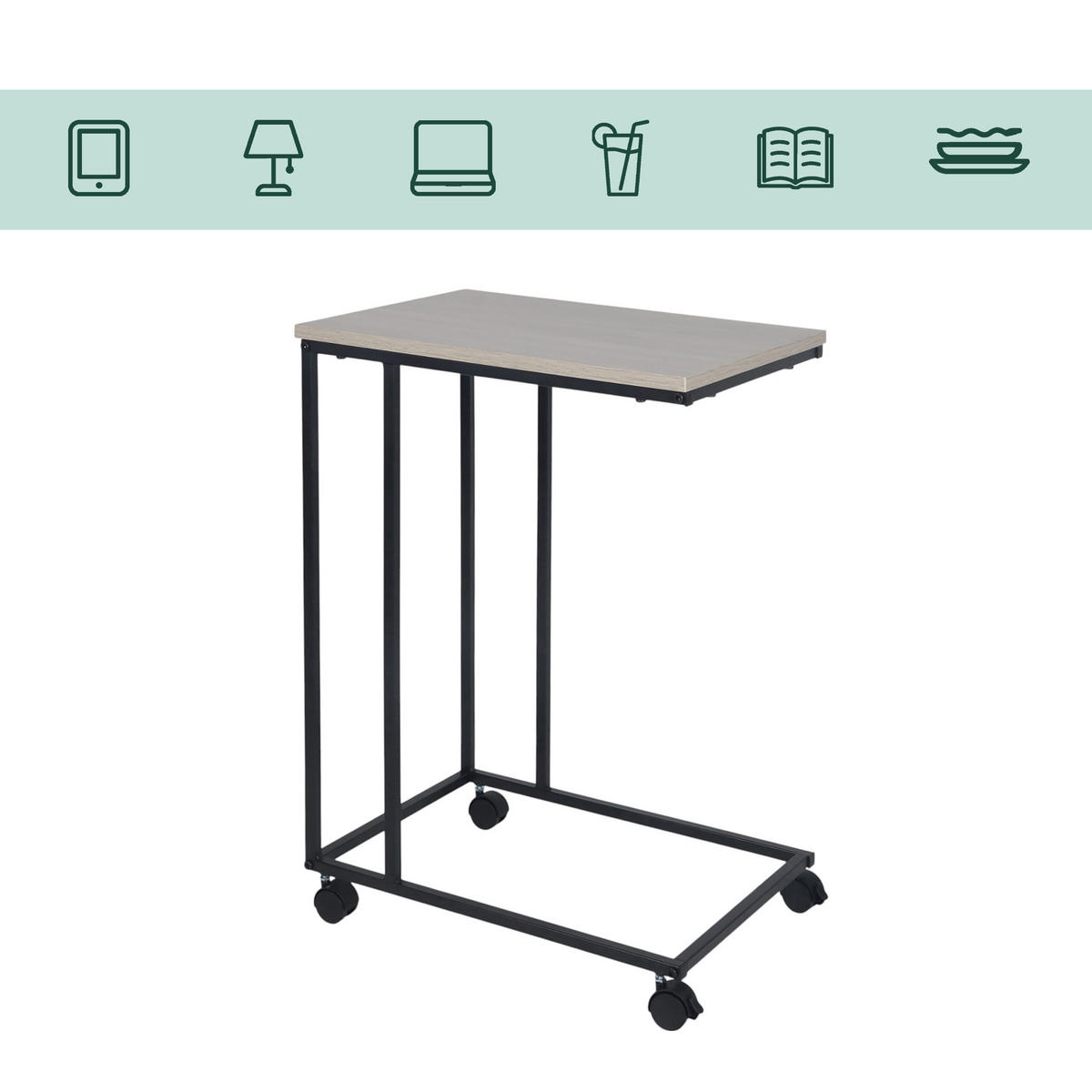 BEISTELLTISCH - Schwarz/Naturfarben, Holzwerkstoff/Kunststoff (35/50/68cm) - Relaxdays