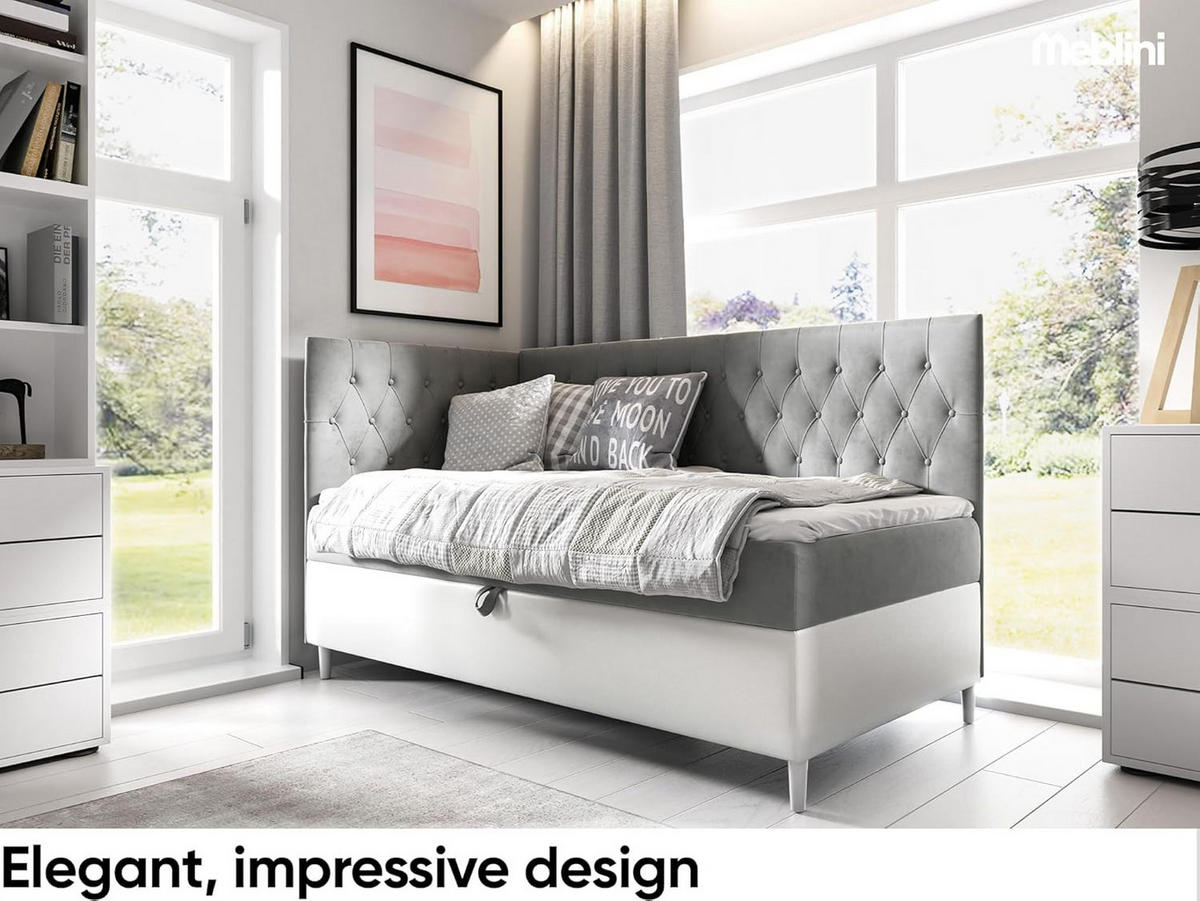 KINDERBETT FLIPPO 3 - Weiß/Grau, Holzwerkstoff (96/208cm) - Meblini