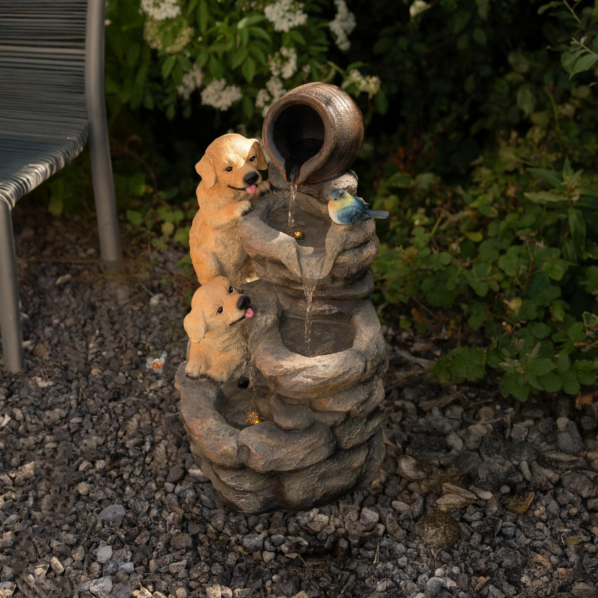GARTENBRUNNEN "Canine Creek" - Grau, Kunststoff (46/38/64cm) - Monstershop