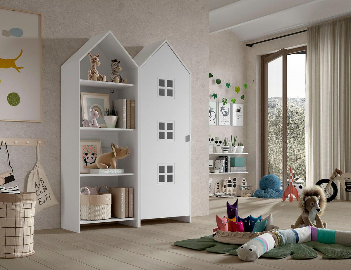 REGALSCHRANK Set Kania 115x37x171 MDF Weiß /Weiß - Weiß, Holzwerkstoff (115/171/37cm) - 58aufmkessel
