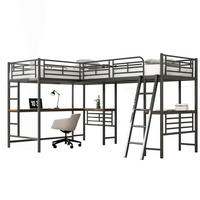 VISOKI krevet 90/200 cm s radnim stolom, dvostrukim ljestvama i visokim ogradama, Crni - crna, metal (90/200cm) - Redom
