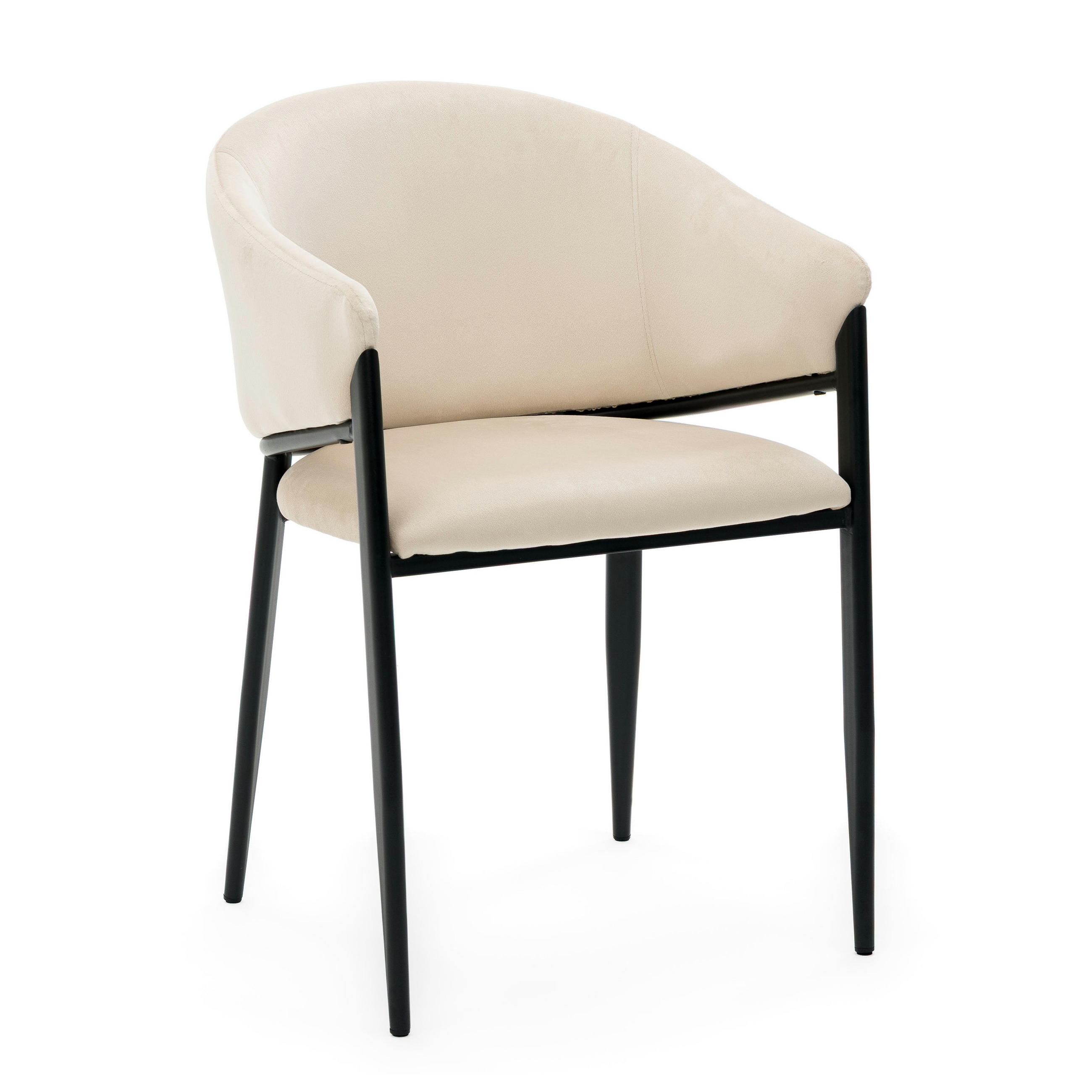 STUHL BUENO gespolsterter - beige - Glamour Velour Samt - Ecru/Schwarz, Textil/Metall (57/81/59cm) - NEW HOME