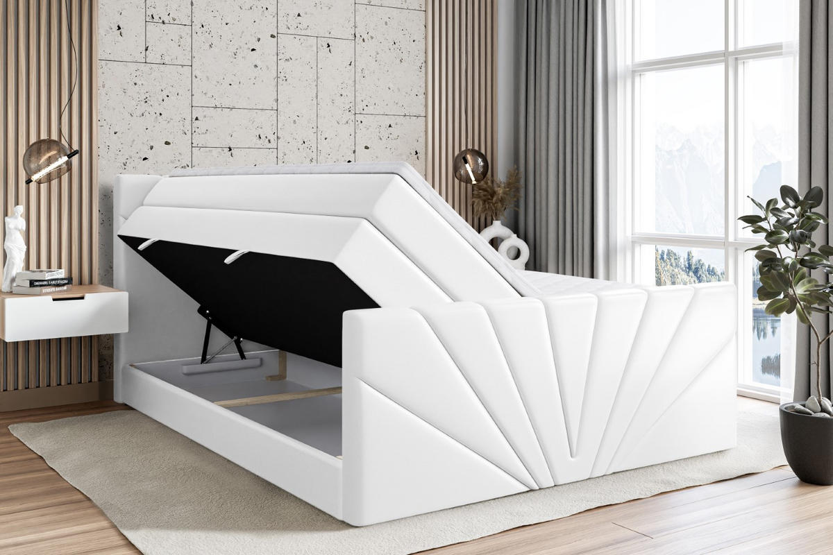 BOXSPRINGBETT MILTIO-Z KING - 140x200 - H3/H4 - Weiß Hochglanz - Weiß Hochglanz, Holzwerkstoff (140/200cm) - ALTDECOR