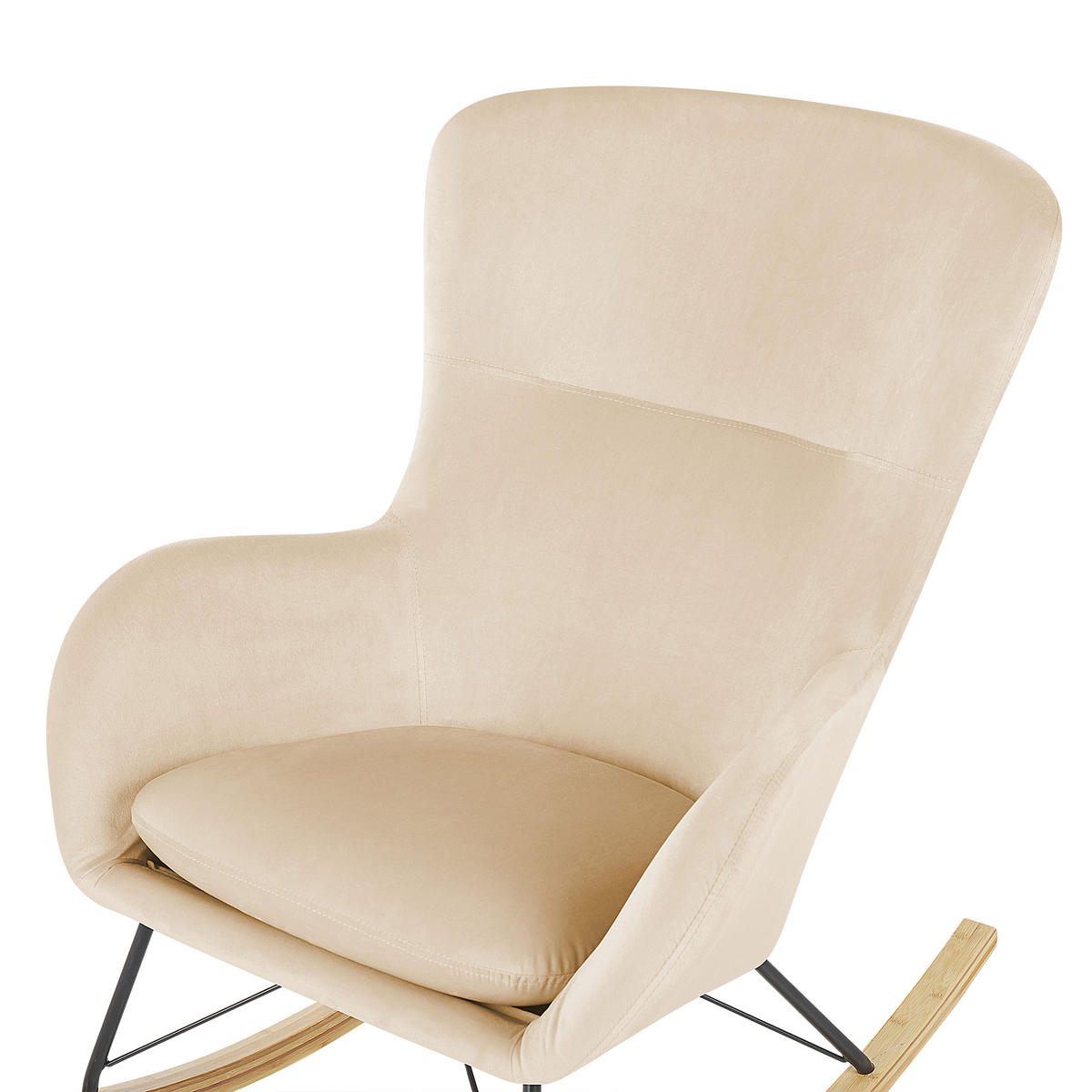 SCHAUKELSESSEL Samtstoff Beige Ellan - Hellbraun/Beige, Textil (71/97/90cm) - Beliani