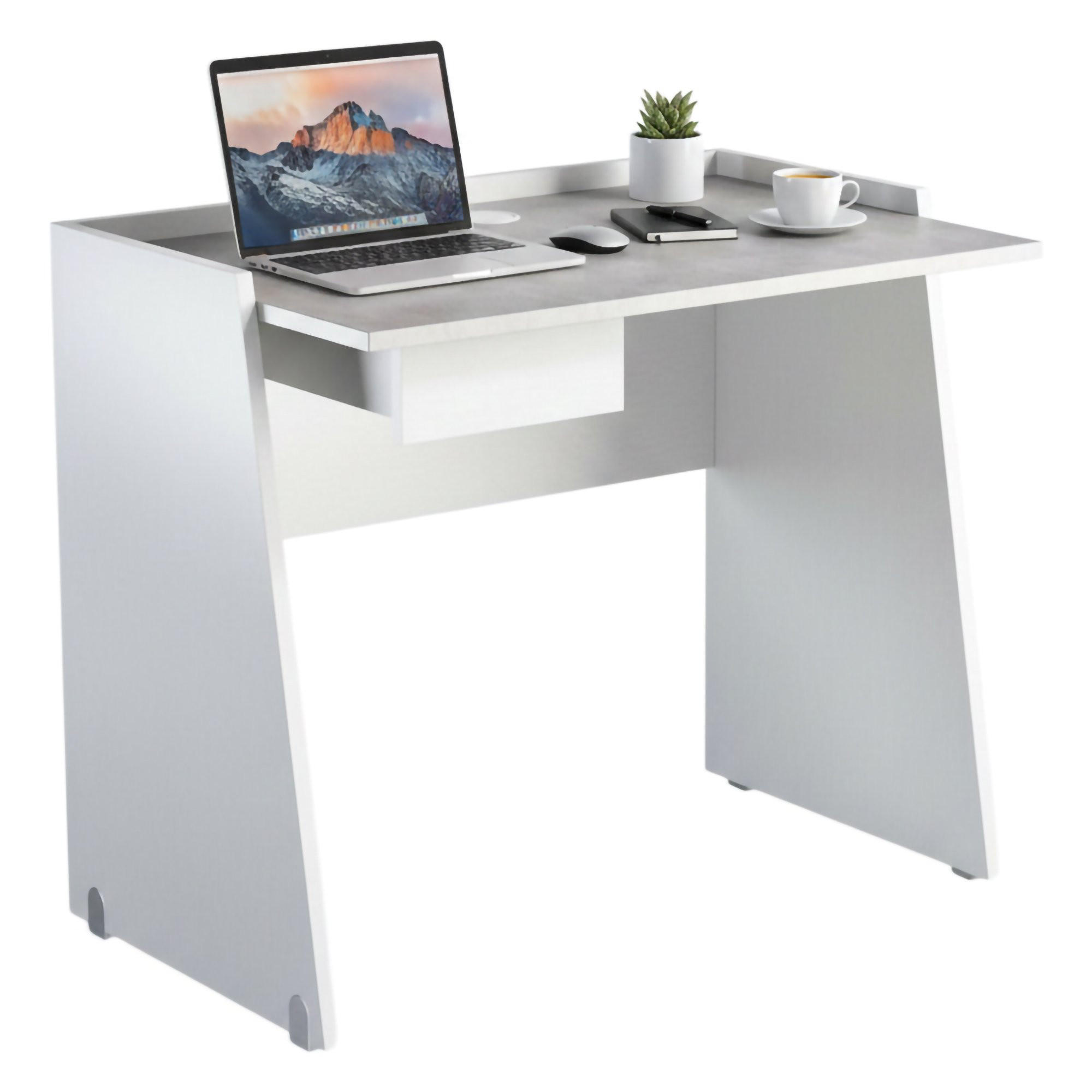 SCHREIBTISCH Weiß, Zement 60/90/80 cm - Weiß/Grau, Holzwerkstoff (60/90/80cm) - DMORA