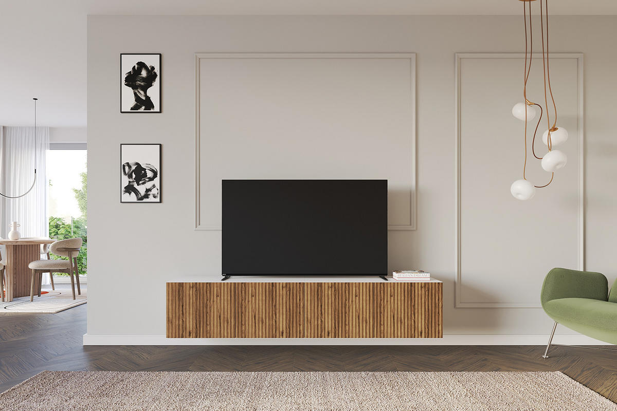 LOWBOARD NOA-2-W 2x100x40x41 cm - Weiß / Katania - Eiche Wotan, Holzwerkstoff (200/40/41cm) - ALTDECOR