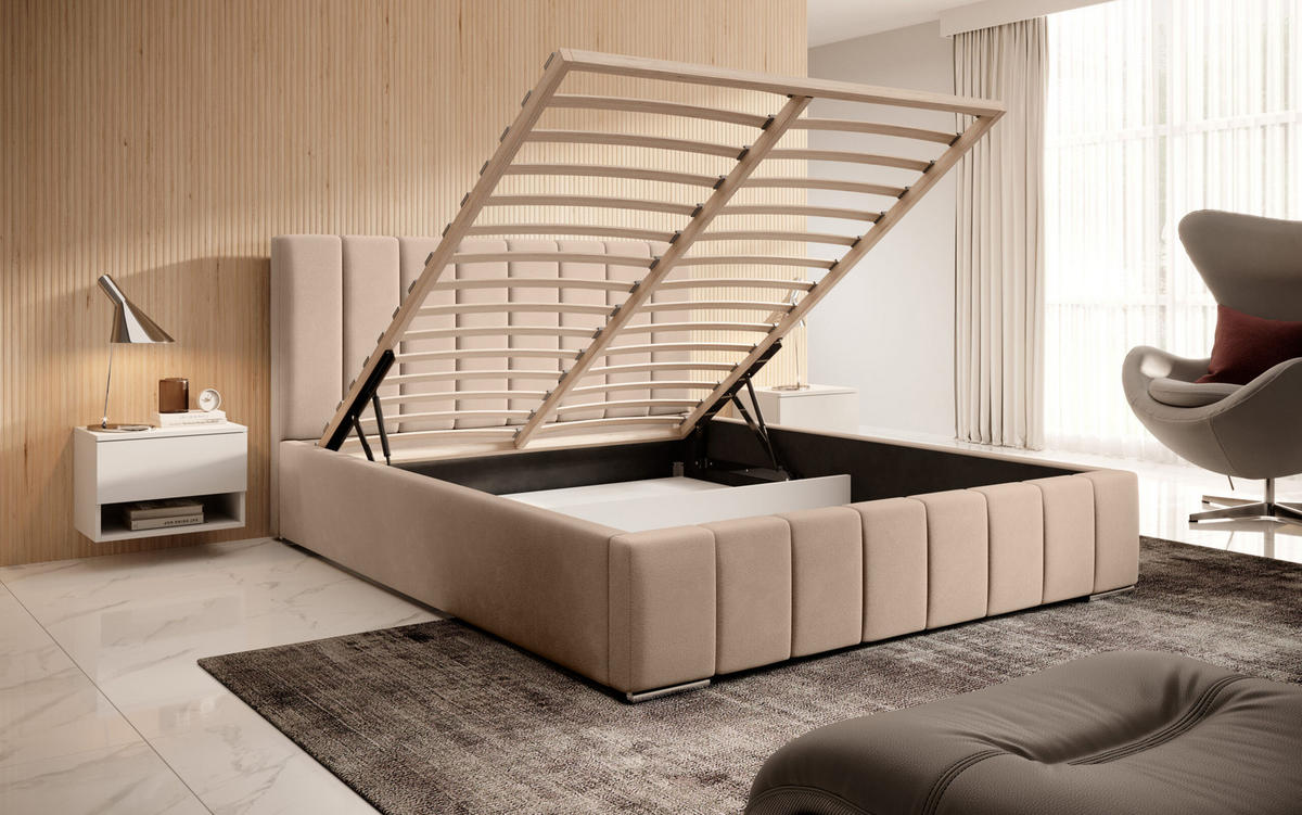 POSTERBETT Doppelbett Belten Beige 140x200 cm - Beige, Textil (140/200cm) - Meblito