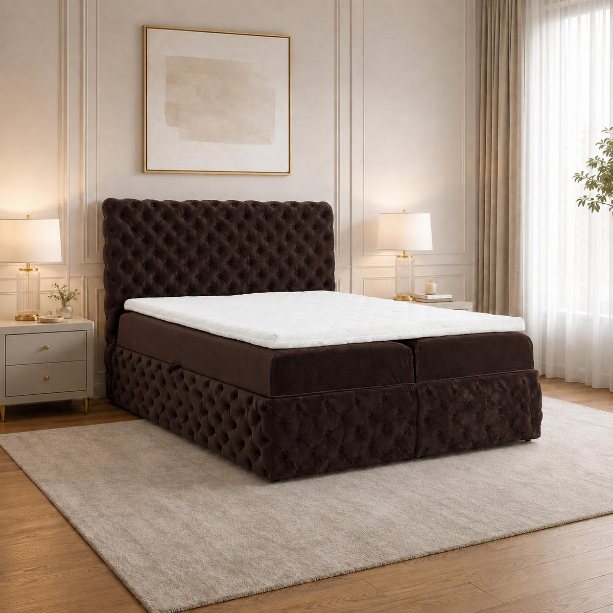 BOXBETT mit zwei Stauraum 140x200 cm in Braun - Braun, Textil (140/200cm) - Home Collective