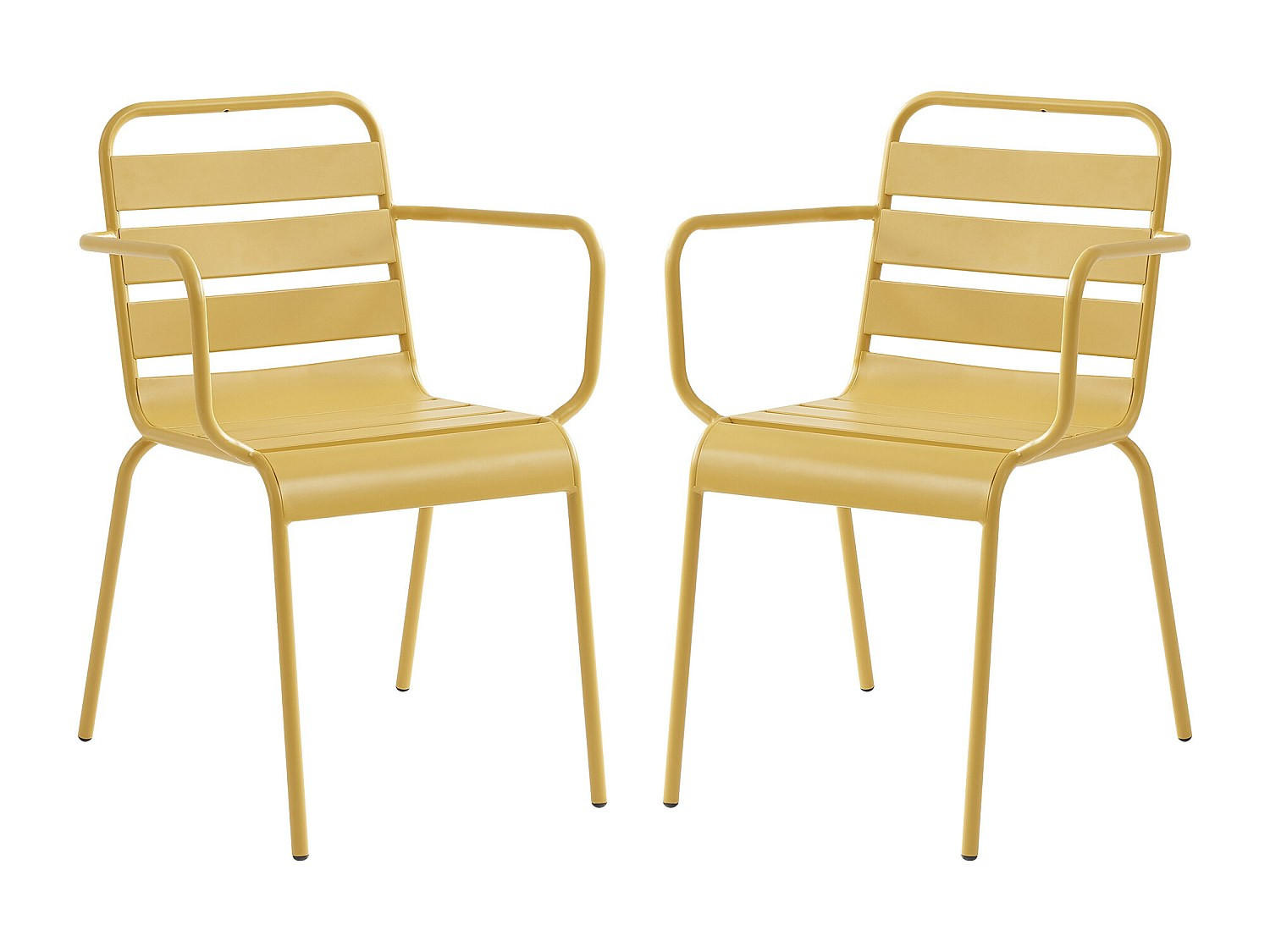 GARTENSTUHL - 56cm x 59cm - Stahl - senffarben - MIRMANDE - Gelb, Metall (56/79/59cm) - Vente-Unique