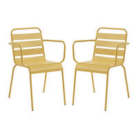 GARTENSTUHL - 56cm x 59cm - Stahl - senffarben - MIRMANDE - Gelb, Metall (56/79/59cm) - Vente-Unique