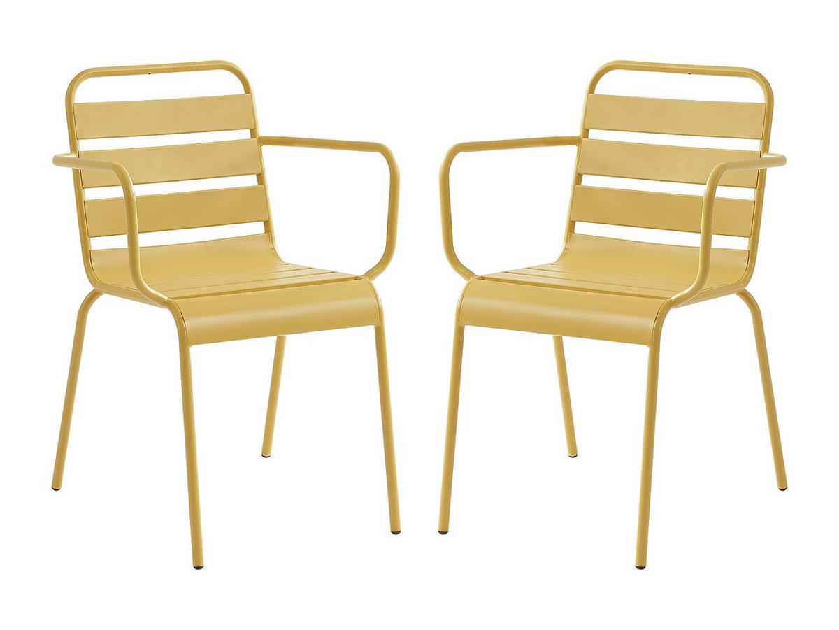 GARTENSTUHL - 56cm x 59cm - Stahl - senffarben - MIRMANDE - Gelb, Metall (56/79/59cm) - Vente-Unique