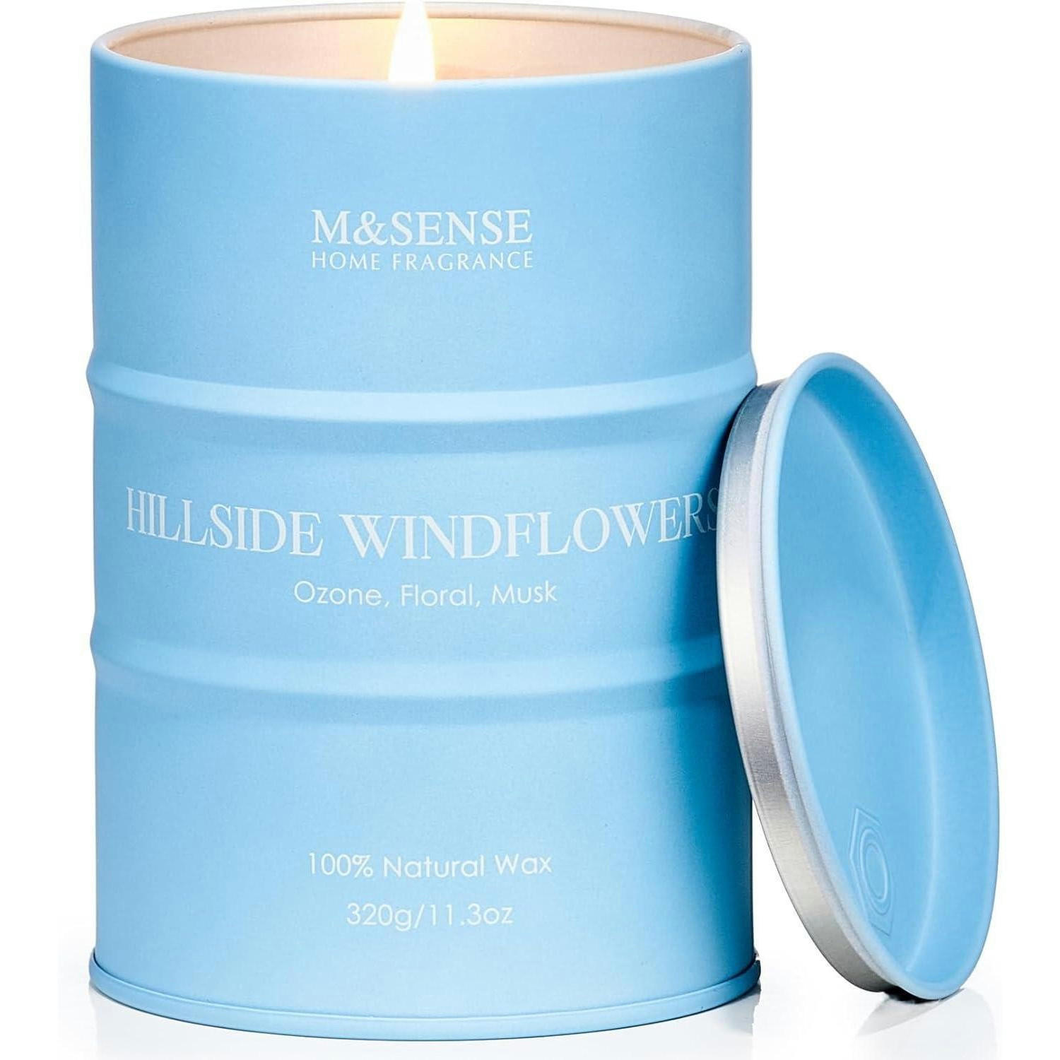 DUFTKERZE Hillside Windflower Sojawachs 320g - Hellblau, Paraffin (10.5cm)