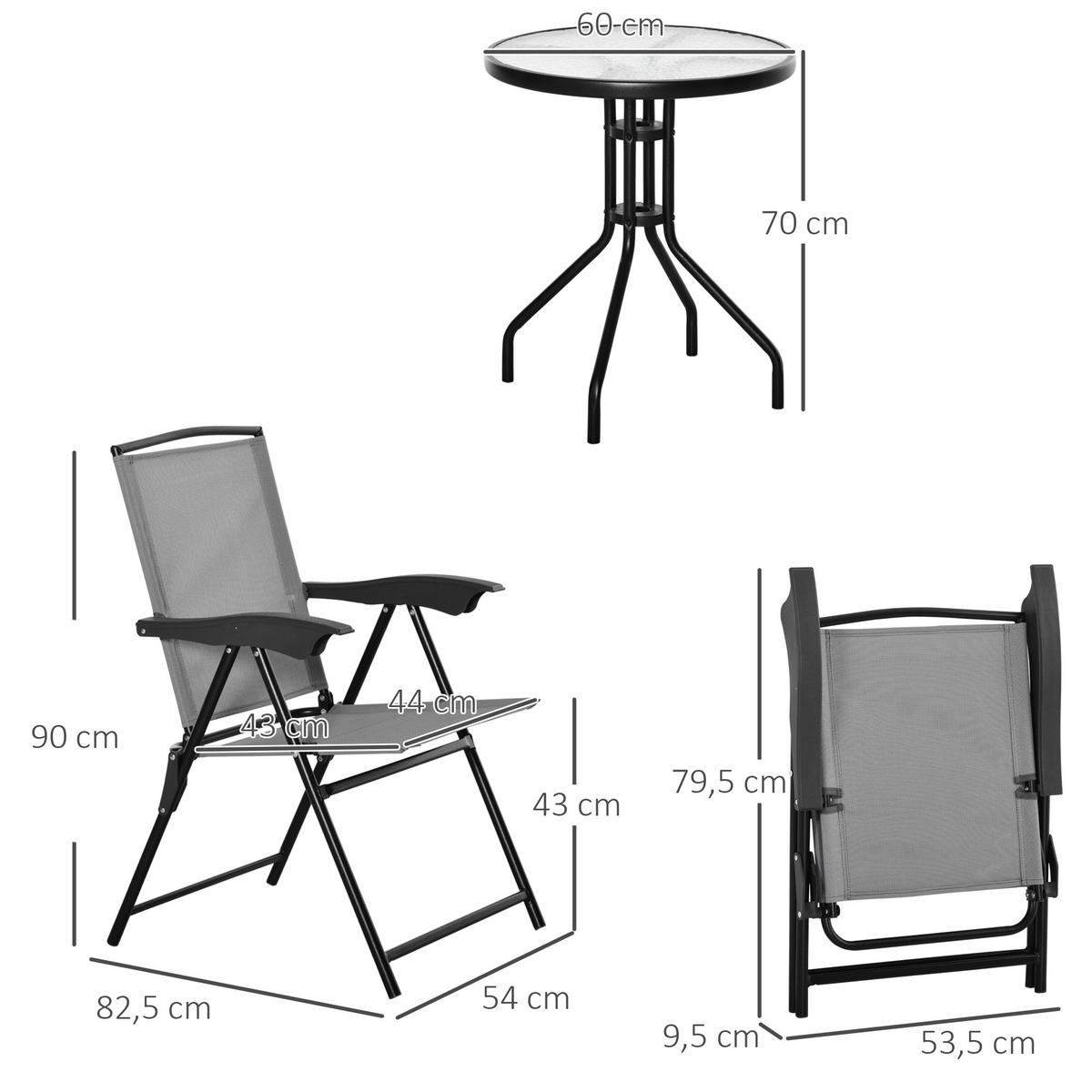 BALKONSET 3-teilig DE-14108 Grau - Grau, Metall - ComfortXL