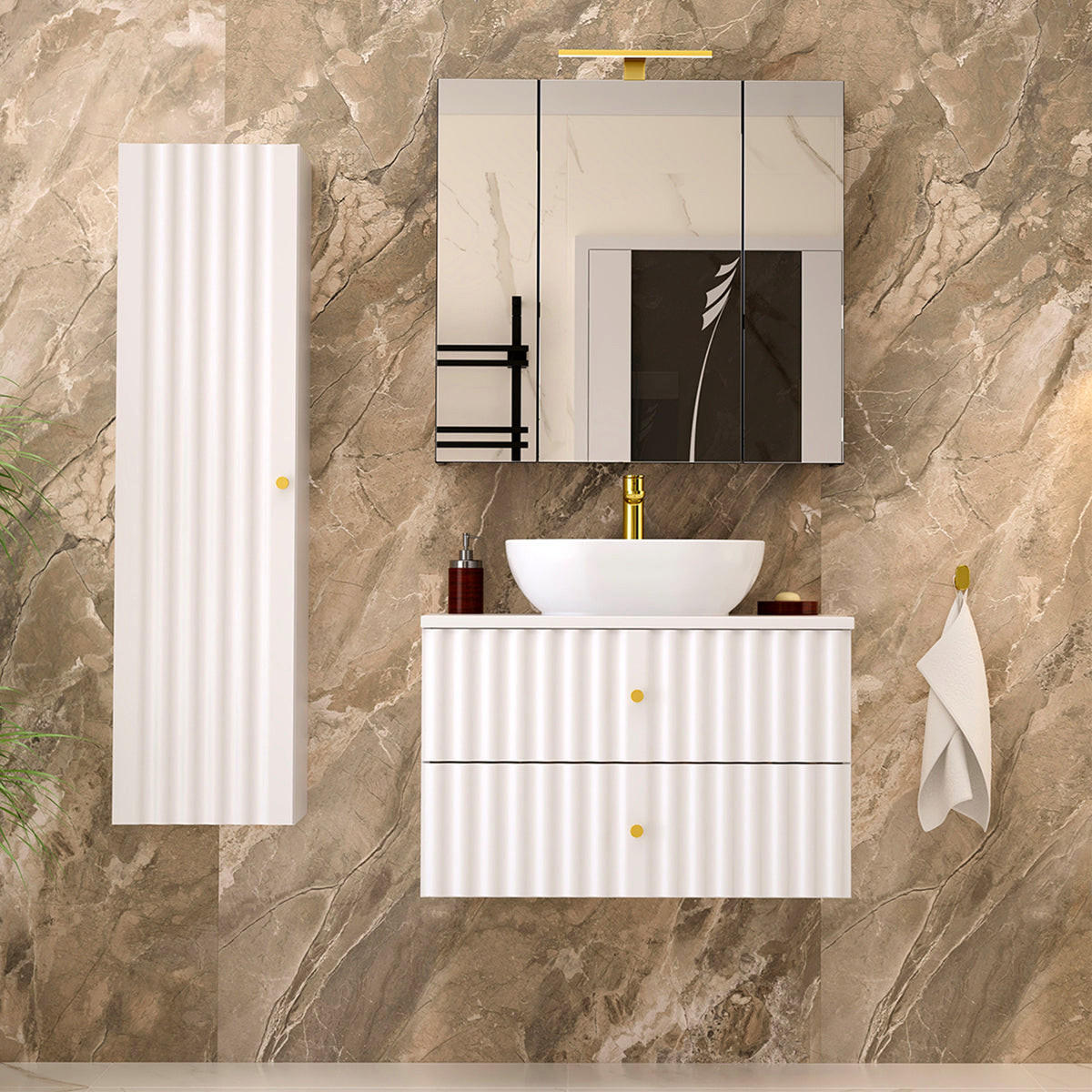 DONJI ELEMENT ZA UMIVAONIK 80.6cm Izae Bijeli - bijela, drvni materijal (80.6/52.2/46.5cm) - Petits-meubles