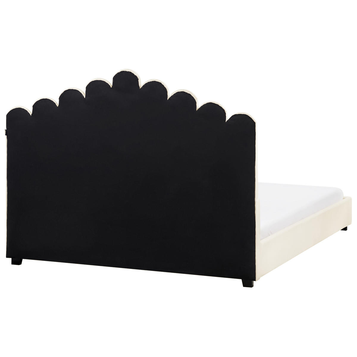 BETT mit Lattenrost 160/200 cm Cremeweiß Vincennes - Schwarz/Weiß, Textil (160/200cm) - Beliani