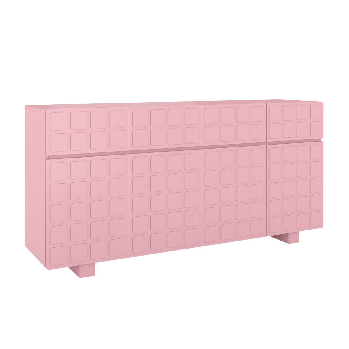 SIDEBOARD Cubo Long, Geometrische 3D Fronten, 169 cm, Rosa - Hellrosa, Holz/Holzwerkstoff (168.9/83.8/41.8cm) - Skandica