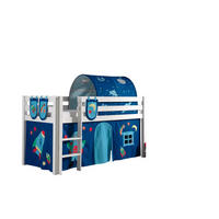 KINDERBETT Karolina 210x114x106 Massivholz Weiß Textilset Astro 4 - Blau/Weiß, Holz (90/200cm) - 58aufmkessel