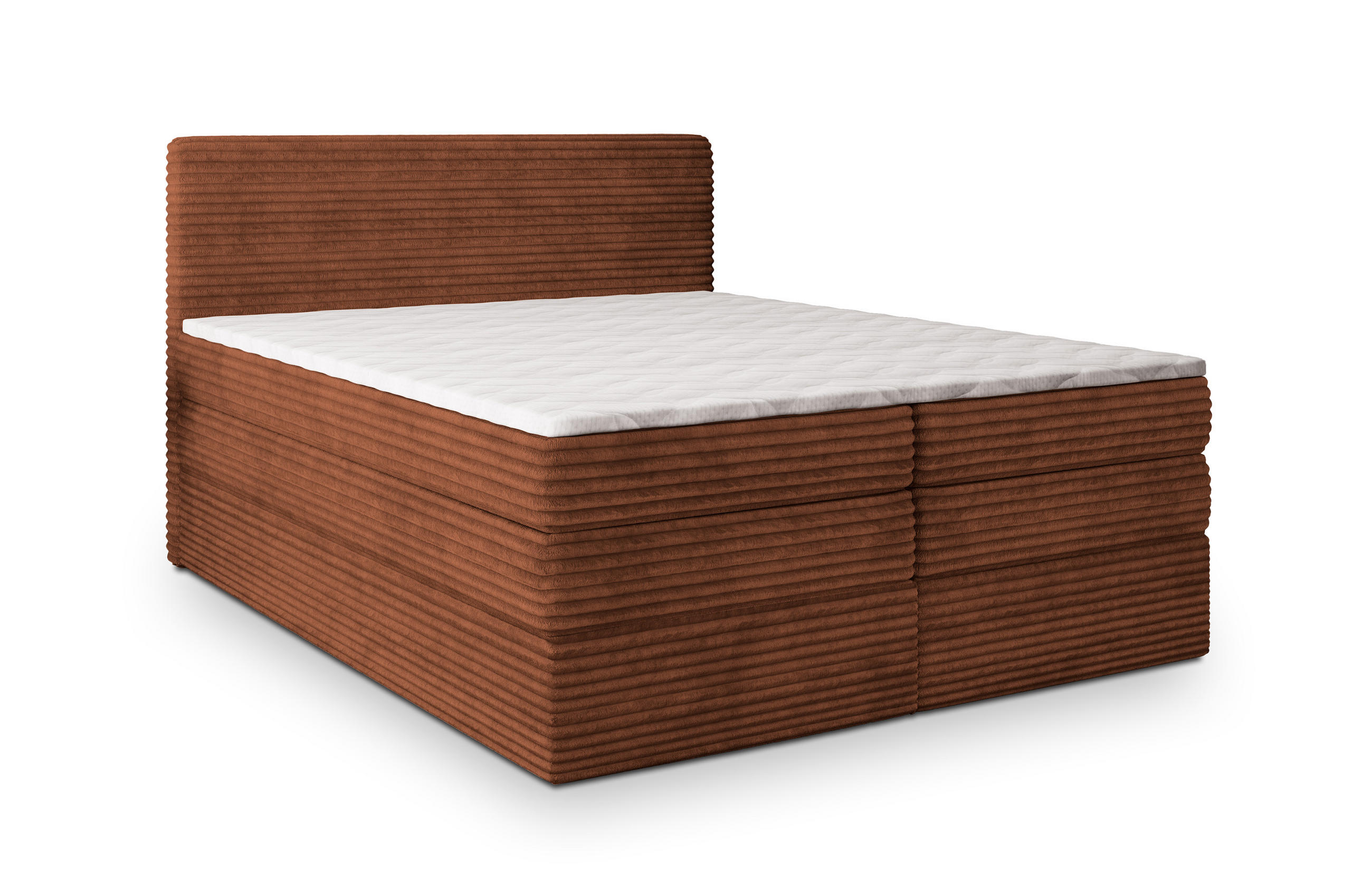 BOXSPRINGBETT LUNERA 160x200 cm mit Matratze und Topper - Braun - Braun, Holz (160/200cm) - MASSENO