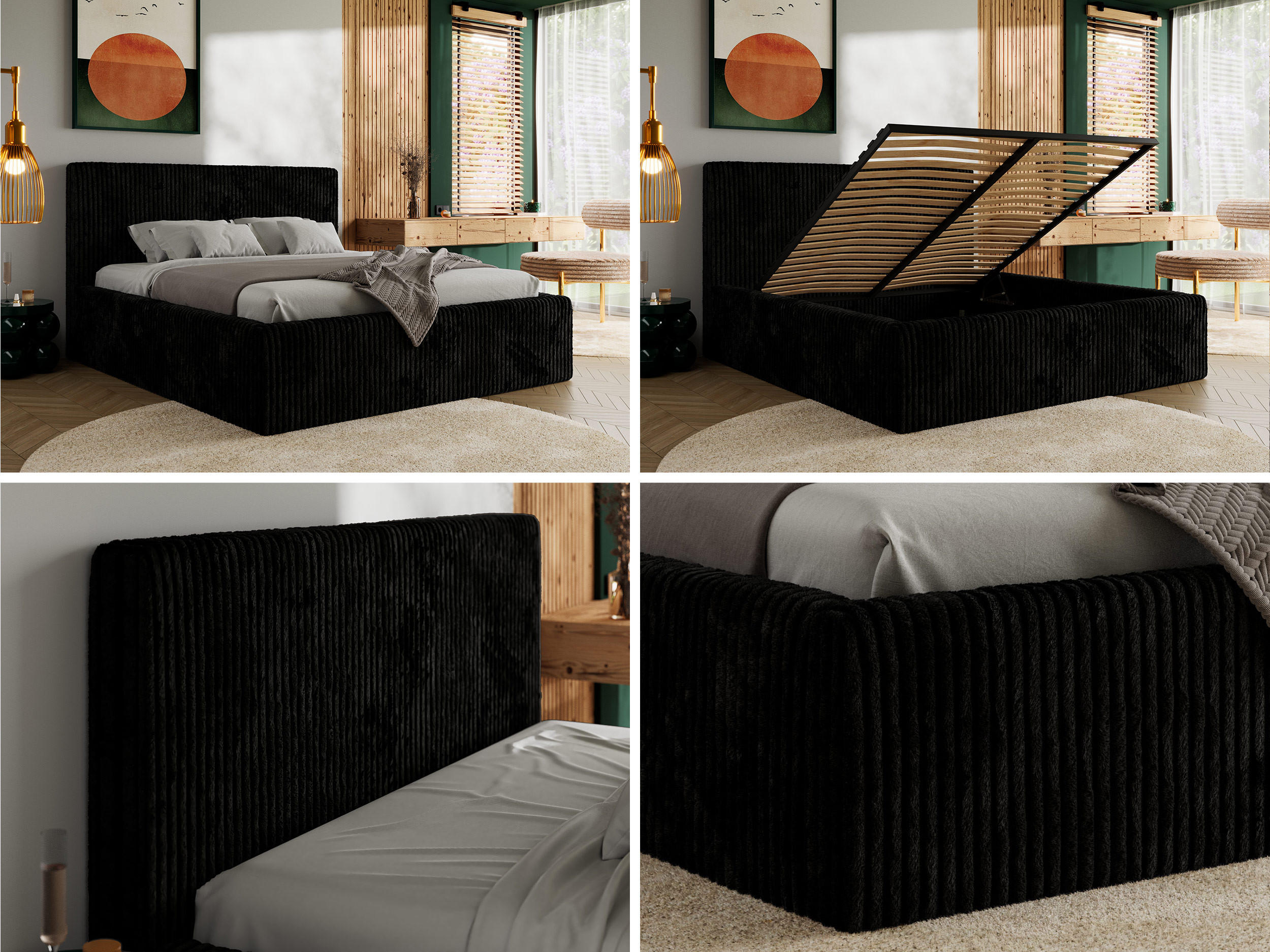 Thumbnail - MKS Polsterbett, Schwarz, Textil, 2-Sitzer, H3, 7-Zonen, Rechteckig, 180x200 cm, Oeko-Tex®, Schlafzimmer, Betten, Polste...