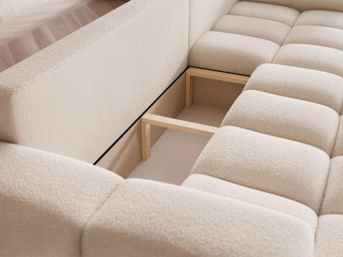 ECKSOFA BUENO mit Schlaffunktion und Bettkasten Creme - Creme, Holzwerkstoff/Kunststoff (280/148cm) - Idohome