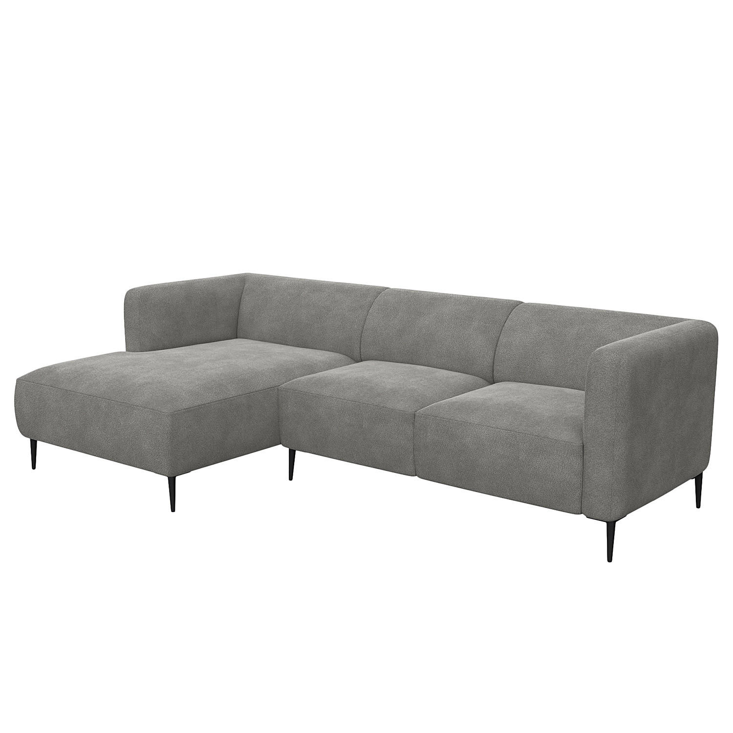 2,5-SITZER ECKSOFA mit Longchair - Schwarz/Grau, Textil/Metall (271/148cm) - home24