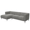 2,5-SITZER ECKSOFA mit Longchair - Schwarz/Grau, Textil/Metall (271/148cm) - home24