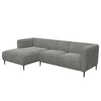 2,5-SITZER ECKSOFA mit Longchair - Schwarz/Grau, Textil/Metall (271/148cm) - home24