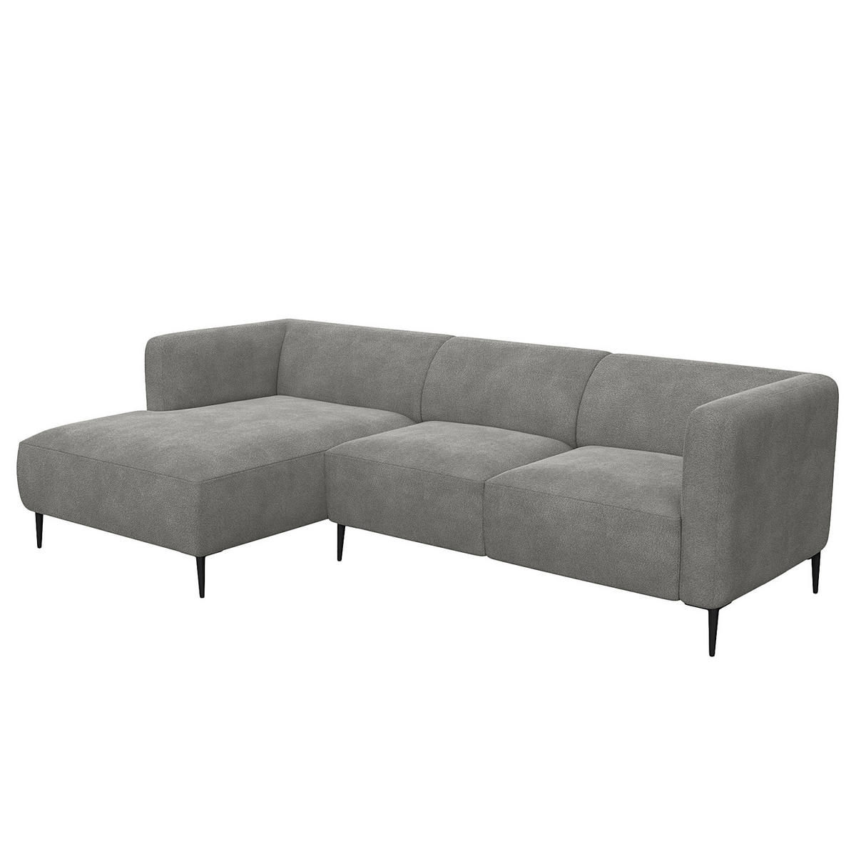 2,5-SITZER ECKSOFA mit Longchair - Schwarz/Grau, Textil/Metall (271/148cm) - home24