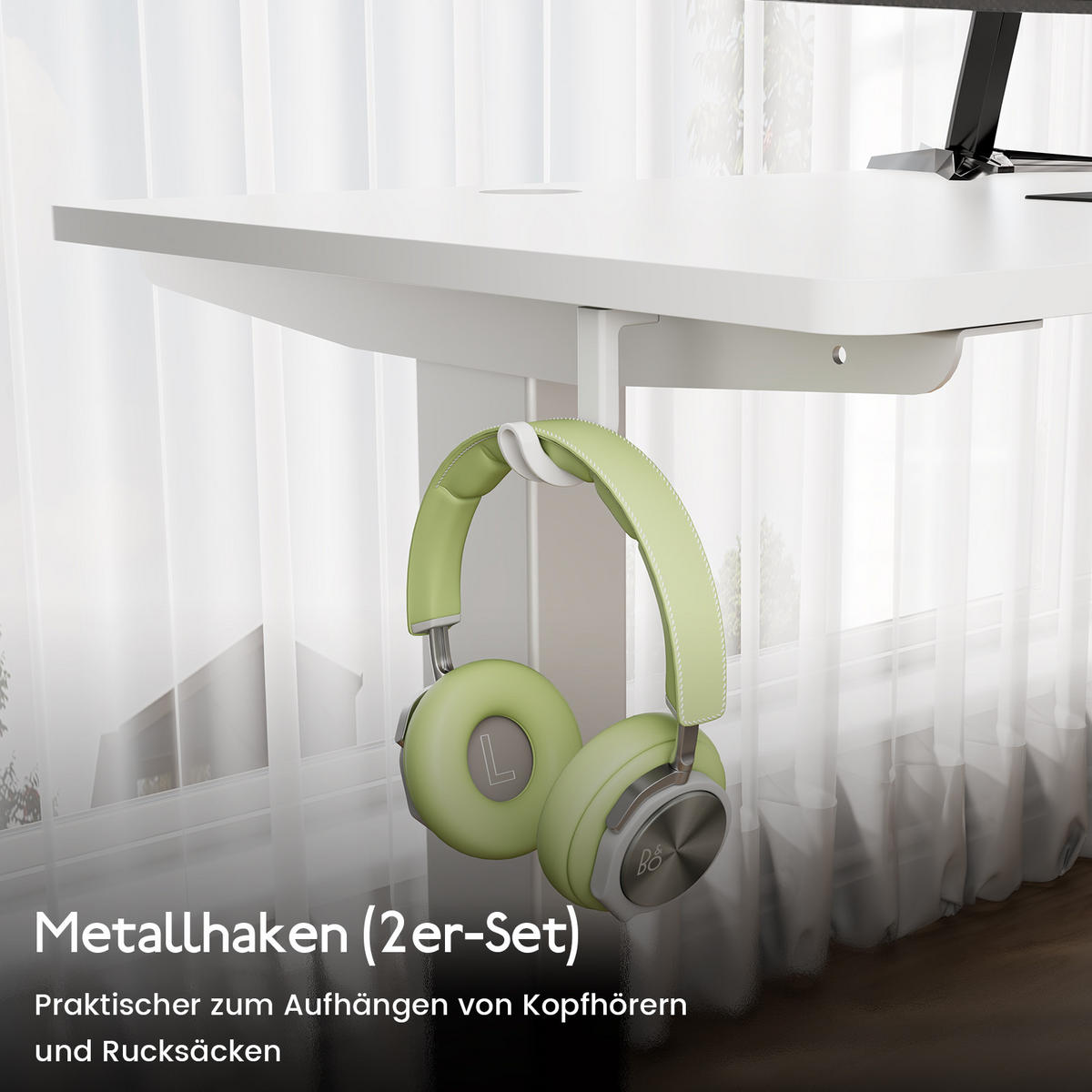 SCHREIBTISCH elektrisch höhenverstellbar 60 x 140 cm, mit Memory- und Kollisionsschutzfunktion - Weiß, Metall (140/60/117cm) - HOMAVO
