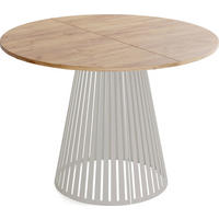 ESSTISCH Naro rund ausziehbar mit Lamellen-Metallgestell in Grau-Beige, Braun 100-180/100/76 cm - Kaschmir/Beige, Holzwerkstoff/Metall (100/176/76cm) - WFL GROUP