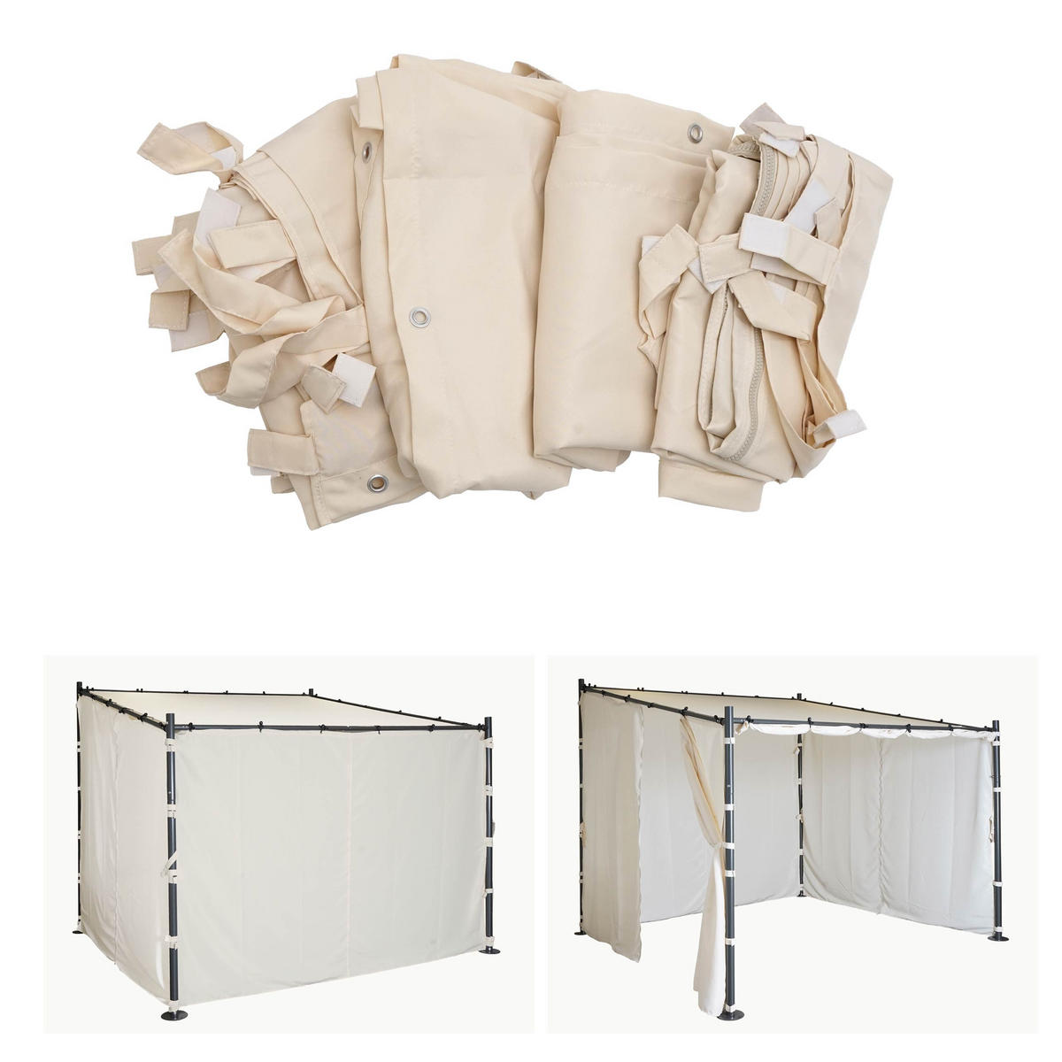 SEITENWAND PERGOLA Cremeweiß - Weiß, Textil (293/275/293cm) - MCW