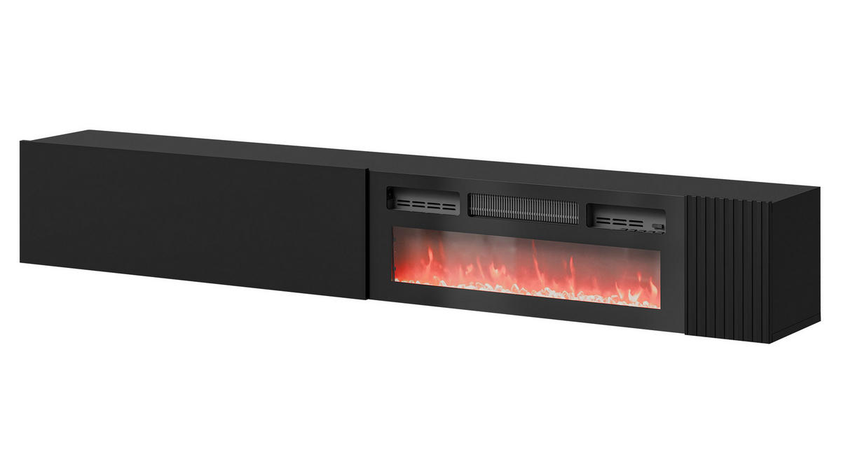 TV-LOWBOARD Capital 200 EF mit Kamin - Schwarz, Holzwerkstoff (200/38/30cm) - MIRJAN24