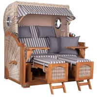 STRANDKORB XXL Düne Grande Teak PE Shell - Braun/Grau, Metall (142/170/95cm) - Mr. Deko