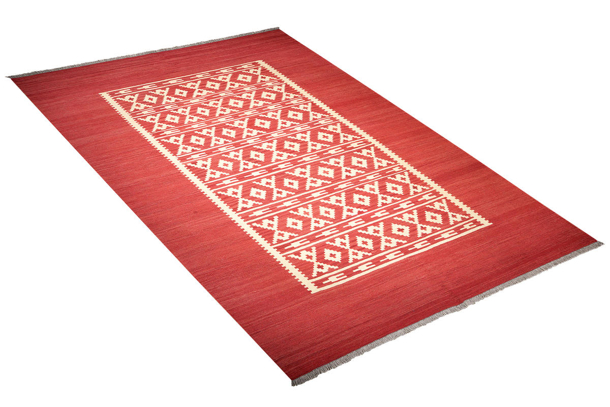 HANDWEBTEPPICH Gashgai Kelim Rot 298/207 cm Schurwolle - Rot, Textil (207/298cm) - Looma