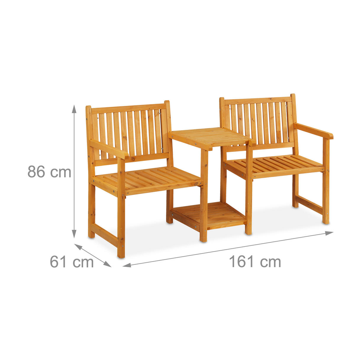 GARTENBANK - Hellbraun, Holz (161/86/61cm) - Relaxdays