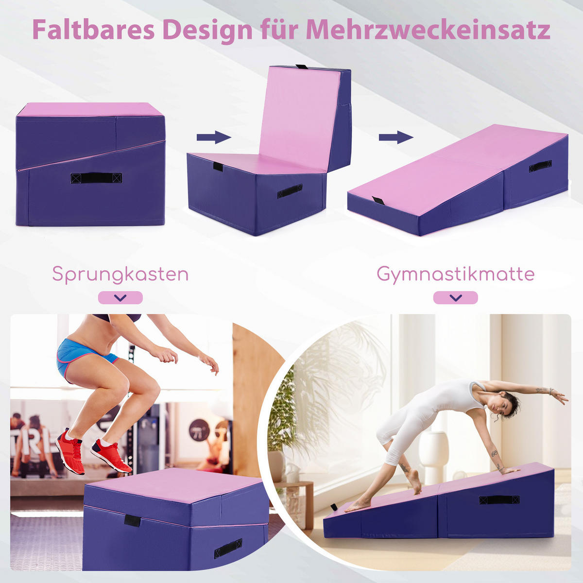 GYMNASTIKMATTE Lila Rose - Lila, Leder (60/120cm) - COSTWAY