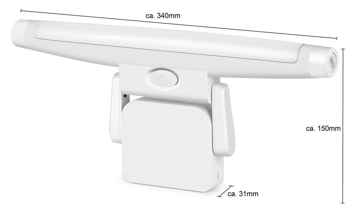 LED-BILDERLEUCHTE - warmweiß mit Dimmfunktion und verstellbarem Arm für Bilder und Spiegel, batteriebetrieben - Weiß, Kunststoff (15/34/3.1cm) - Northpoint