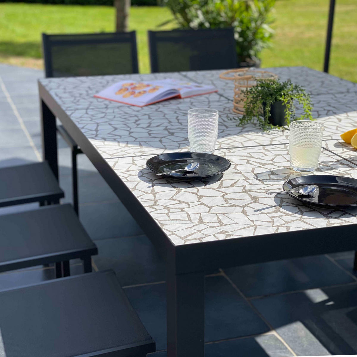 GARTENSET 11-tlg, Grau - Grau, Metall - Oviala