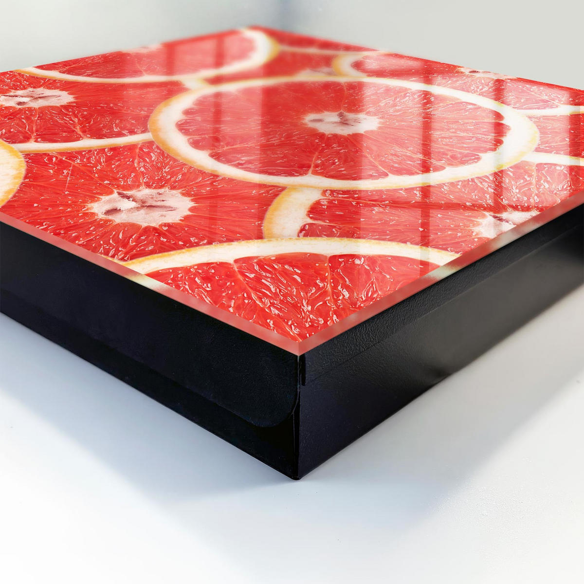 SCHLÜSSELBOX Schwarz 30x30 cm- Türöffnung nach rechts - Grapefruitscheiben - Rot, Metall (30/30/5cm) - TULUP
