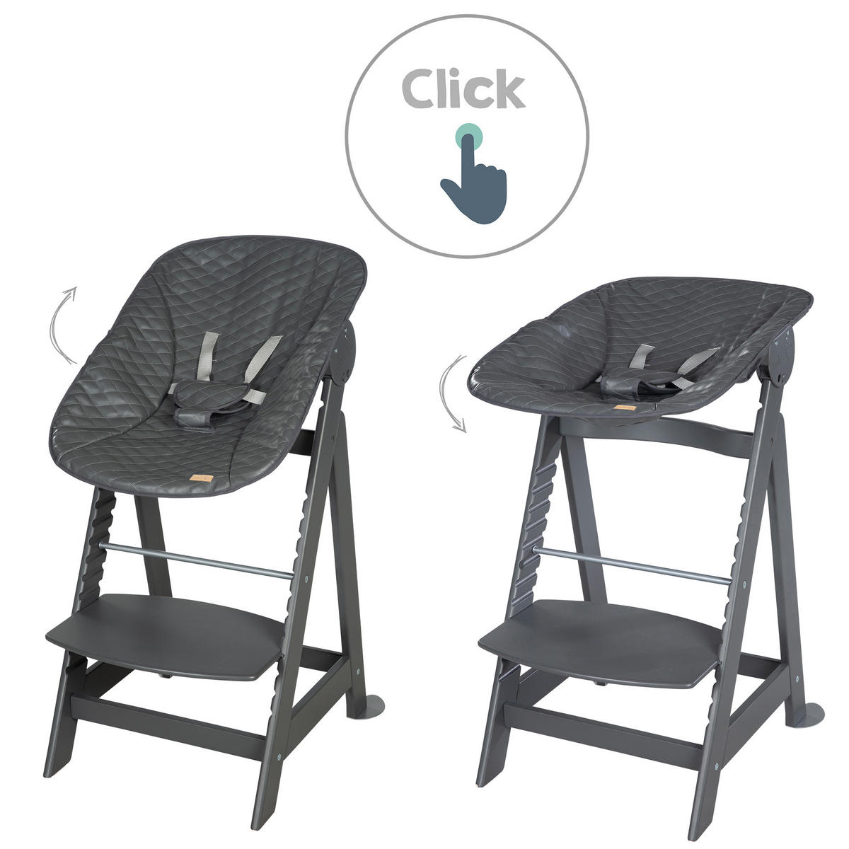 BABYHOCHSTUHL Born Up Luxe mit Neugeborenenaufsatz Anthrazit - Anthrazit, Holzwerkstoff/Textil (46/94/66.5cm) - Roba